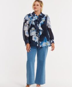 Yoek Blouse ORCHID | Blauw | Maat 46/48