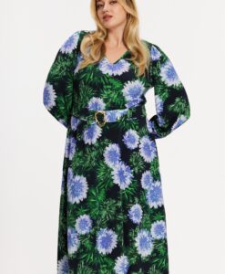 Yoek Jurk FULL BLOSSOM | Blauw | Maat 54/56
