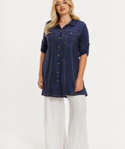 Yoek Blouse DENIM | Blauw | Maat 50/52