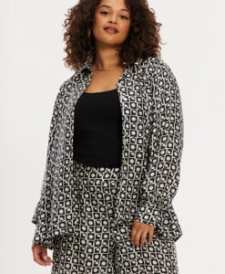 Yoek Blouse SUNDECK | Zwart | Maat 54/56