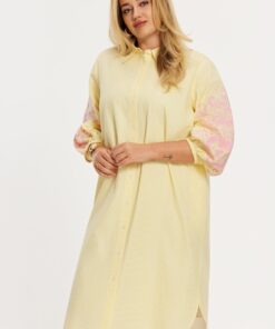Yoek Blouse-jurk FLOWER STRIPE | Geel | Maat 42/44