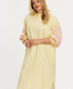 Yoek Blouse-jurk FLOWER STRIPE | Geel | Maat 42/44