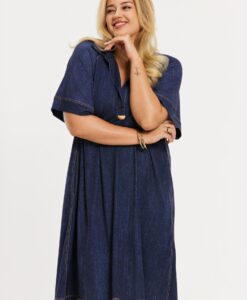Yoek Polo-jurk DENIM | Blauw | Maat 50/52