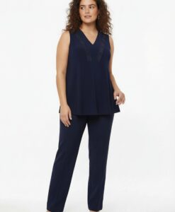 Yoek Singlet flare met kant | Blauw | Maat 42/44