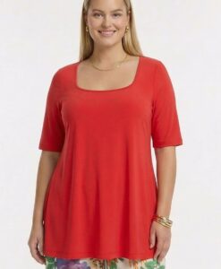 Yoek Top flared | Light Red | Maat 46/48