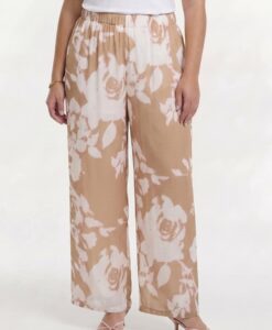 Yoek Pantalon BLURRED ROSES | Licht Bruin | Maat 42/44