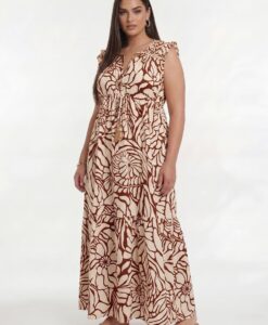 Yoek Maxi-jurk BLOOMPOPPY | Dark Red | Maat 54/56