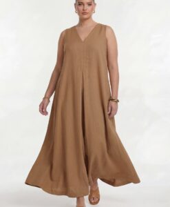 Yoek Jurk swing | Licht Bruin | Maat 42/44