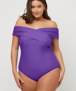 Grote Maten badpak, Dames, paars, Maat: 50, Polyester/Synthetische vezels/Elastaan, Ulla Popken
