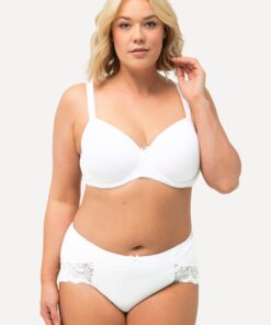Grote Maten Set van 2 taille slips met kant, Dames, wit, Maat: 62/64, Katoen/Synthetische vezels/Elastaan, Ulla Popken