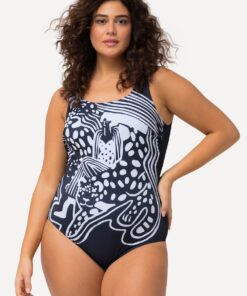 Grote Maten Badpak, Dames, blauw, Maat: 62/64, Polyester/Elastaan, Ulla Popken
