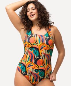 Grote Maten Badpak, Dames, oranje, Maat: 58/60, Polyester/Elastaan, Ulla Popken