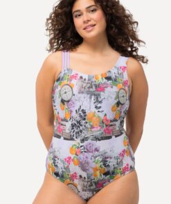 Grote Maten Badpak, Dames, beige, Maat: 58, Synthetische vezels/Elastaan, Ulla Popken
