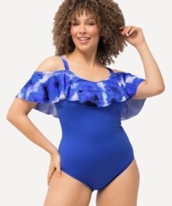 Grote Maten Badpak, Dames, blauw, Maat: 48, Synthetische vezels/Elastaan, Ulla Popken