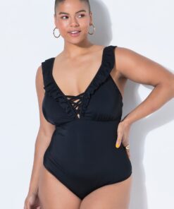 Grote Maten Badpak, Dames, zwart, Maat: 42, Polyester/Synthetische vezels/Elastaan, Studio Untold