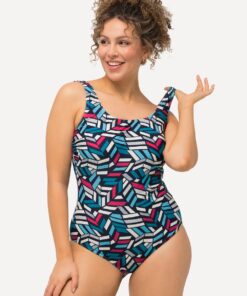 Grote Maten Badpak, Dames, blauw, Maat: 62/64, Polyester/Synthetische vezels/Elastaan, Ulla Popken