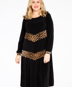 Yoek Jurk met contrast | Zwart | Maat 42/44