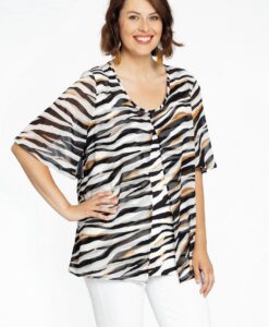 Yoek Blouse A-lijn AFRA | Beige | Maat 38/40