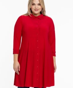 Yoek Blouse-jurk | Rood | Maat 50/52