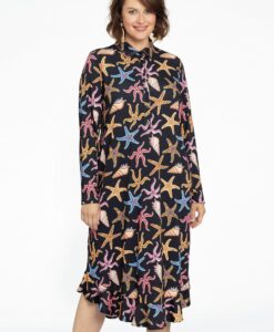 Yoek Jurk met ruches MARINA | Zwart | Maat 42/44