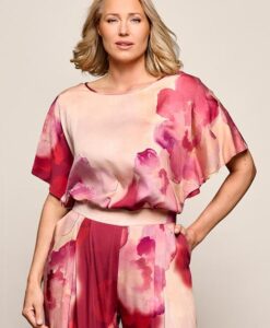 Abigail Print Top Roze Maxi