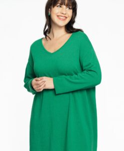 Yoek Trui met V-hals cashmere | Groen | Maat 38/40