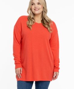 Yoek Trui met V-hals cashmere | Oranje | Maat 42/44