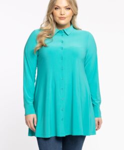 Yoek Blouse A-lijn | Turquoise | Maat 38/40