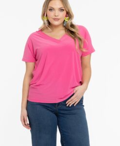 Yoek T-shirt v-hals | Roze | Maat 38/40