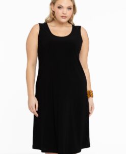 Yoek Jurk mouwloos wijd | Zwart | Maat 46/48