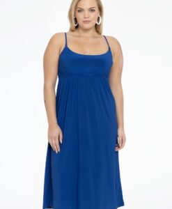 Yoek Dress spaghetti elastic waist | Indigo | Maat 58/60