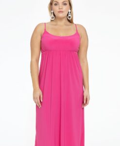 Yoek Dress spaghetti elastic waist | Roze | Maat 38/40