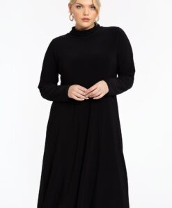 Yoek Dress mid calf turtleneck | Zwart | Maat 58/60