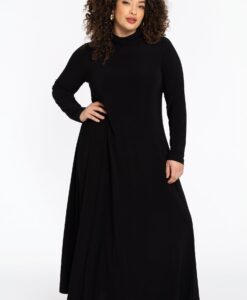 Yoek Dress full length turtleneck | Zwart | Maat 42/44