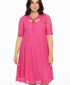 Yoek Jurk A-lijn met cut-out | Roze | Maat 50/52