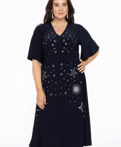 Yoek Jurk met cirkelmouw | Blauw | Maat 46/48