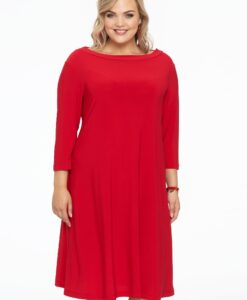 Yoek Jurk met boothals | Rood | Maat 38/40