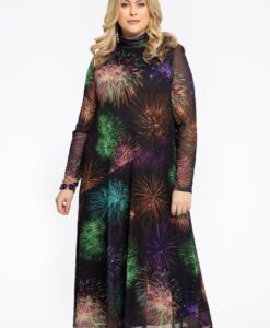 Yoek Jurk lang met col | Zwart | Maat 42/44