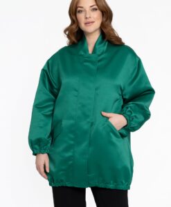 Yoek Bomber lang SATIN | Groen | Maat 38/40