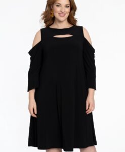 Yoek Jurk met cut-out | Zwart | Maat 50/52