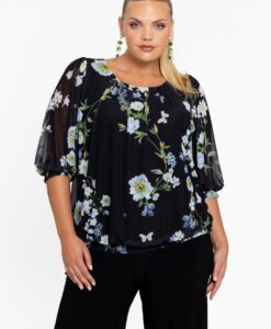Yoek Tuniek gesmokte manchetten BLUETT | Zwart | Maat 42/44
