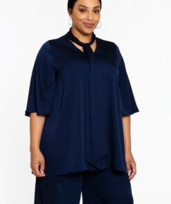 Yoek Tuniek flare SATINI | Blauw | Maat 42/44