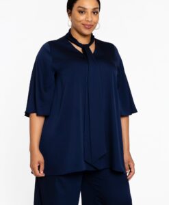 Yoek Tuniek flare SATINI | Blauw | Maat 42/44