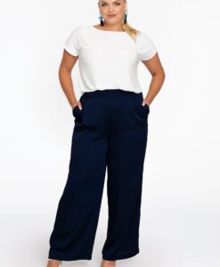 Yoek Broek met plooi SATINI | Blauw | Maat 38/40
