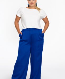 Yoek Broek met plooi SATINI | Indigo | Maat 42/44
