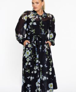 Yoek Jurk flare BLUETT | Zwart | Maat 42/44