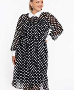 Yoek Jurk flare DOTS | Zwart | Maat 38/40