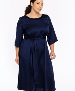 Yoek Jurk met ceintuur SATINI | Blauw | Maat 50/52