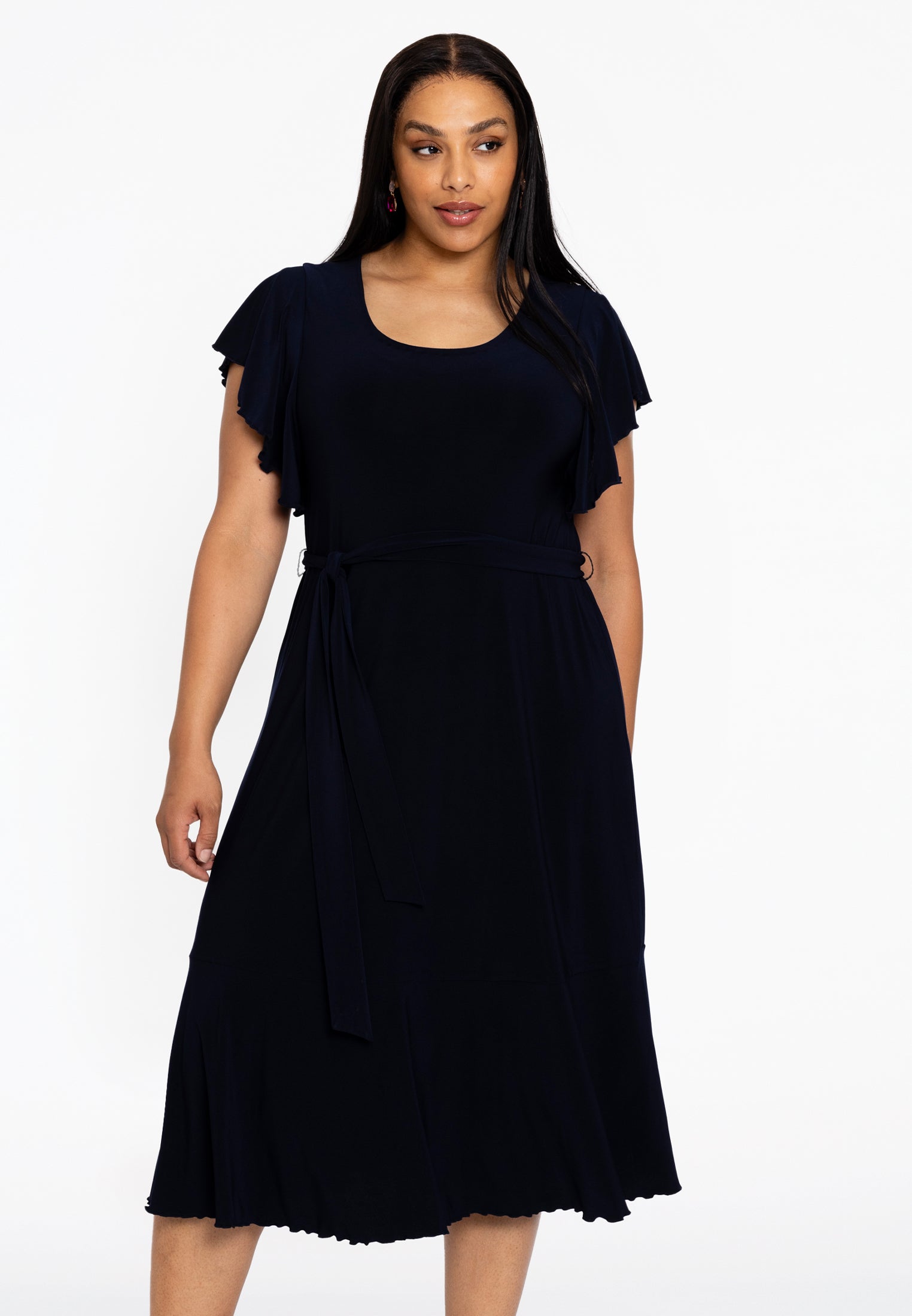 Yoek Jurk met volants | Blauw | Maat 54/56