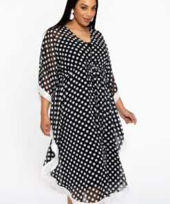 Yoek Kaftan DOTS | Zwart | Maat 42/44